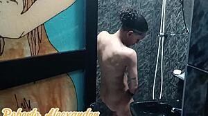 spied lesbian cousin bathing then fucked her hard