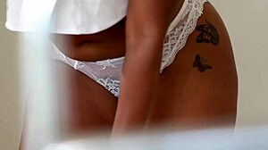 Sexy Ebony Masseuse Chanell Heart Rubs Clit Pussy in Shower Orgasm!