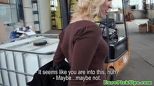 Tattooed Blonde Girl Next Door Picked Up for Close-Up Blowjob Fuck