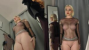 i spied this horny milf's big tits and bare pussy in the changing room