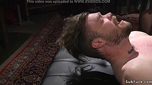 how does that sadist busty domme torment her bound slave?