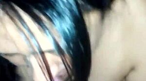 Latina morena sucks cock hard and deep