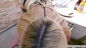 Blonde Stepmom Craves Monster Cocks Deepthroat Handjob Blowbang