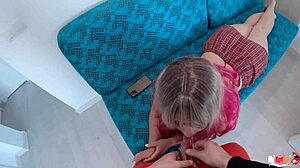 stepsister skips candy grabs my cock deepthroat creampie mouth fill