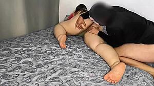 stepson sneaks into bed with juicy latina milf while cuckold sleeps