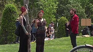 ALT MISTRESS HUMILIATES BOUND SPANISH BABE OUTDOORS