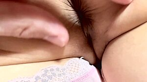 Amateur shaved pink pussy licked post-virginity loss closeup