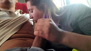 angry slut deepthroats stranger dick on public bus