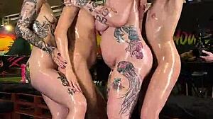 LESBIAN OILED FOURSOME WET PUSSIES PUBLIC WAREHOUSE