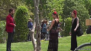 ALT MISTRESS HUMILIATES BOUND SPANISH BABE OUTDOORS