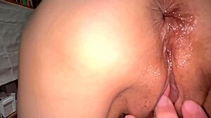 Amateur shaved pink pussy licked post-virginity loss closeup