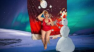 Granny carmen claus rides delicious dildo in elf cosplay frenzy