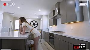 camilla cream catches stepdad stroking begs for his monster cock creampie