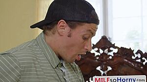 Big tits MILF catches stepson fucking stepdaughter hard