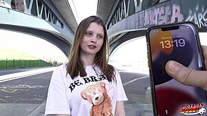 Skylar Sweet's first Berlin anal at pickup casting rough doggystyle