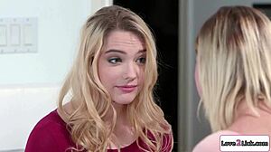 Blonde Lezdom Tall Babe Dominates Stepsis Pussy Lick Fuck!