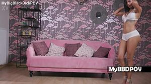 Bombshell Latina Canela Dildos Gapes Her Huge Asshole