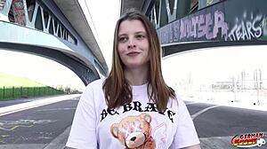 Skylar Sweet's first Berlin anal at pickup casting rough doggystyle