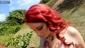 Jungle Artist Redhead's Big Tits Bounce On Nature Boy's Monster Cock