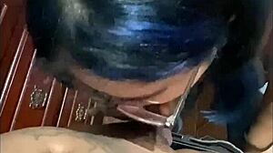 otaku nerd girl morrita sucks cock backstage for cash cumshot