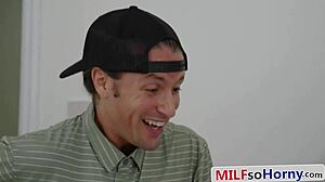 Big tits MILF catches stepson fucking stepdaughter hard