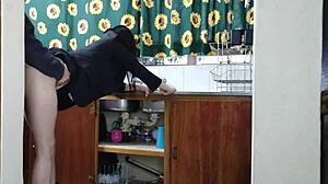 Pretty tattoo boss ladies bent over doggystyle for young handjobs