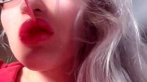 Bimbo Goddess in Red Lipgloss Dominates Webcam Findom