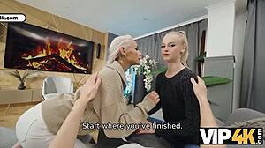 hot blonde threesome fuck while boyfriend watches cuckolded