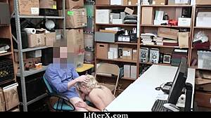 Blue eyed teen shoplifter caught fucked doggystyle