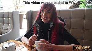 Luna's hot redhead body craves two cocks pounding her ass in lingerie and stockings