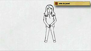 Art academy teen pees standing in home studio!