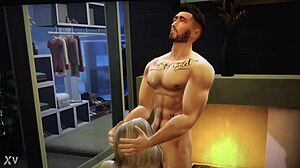 Sims 4 Hunk Gulps Hot Dick Deepthroat Cumshot!