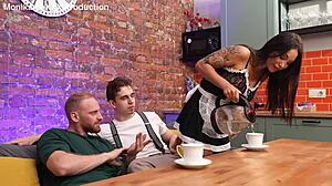 Housewife Monika Fox, punished with anal DAP monster deepthroat squirt cum?