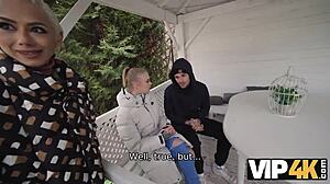 hot blonde threesome fuck while boyfriend watches cuckolded