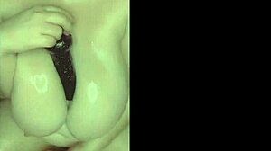 My huge saggy tits love dildo titjob play