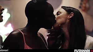 Black babe double penetrated by futa big dicks