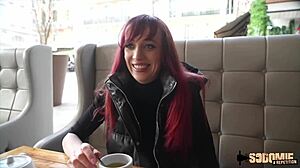 Luna's hot redhead body craves two cocks pounding her ass in lingerie and stockings