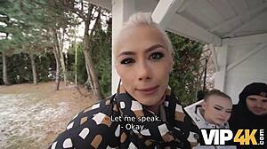 hot blonde threesome fuck while boyfriend watches cuckolded