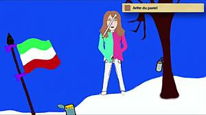 Art academy teen pees standing in home studio!