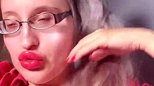 Bimbo Goddess in Red Lipgloss Dominates Webcam Findom