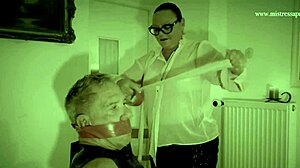 Mistress April DOMINATES Restrained Slave with Electro Latex Bondage Fuck!