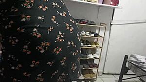 chubby mama cleans room with her juicy curves teasing