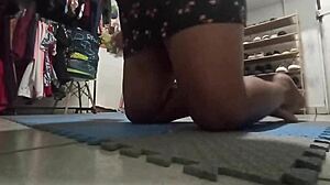 chubby mama cleans room with her juicy curves teasing