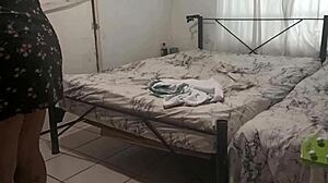 chubby mama cleans room with her juicy curves teasing