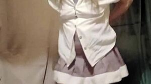 wanna see this french slave strip tease and magic wand herself to orgasm?