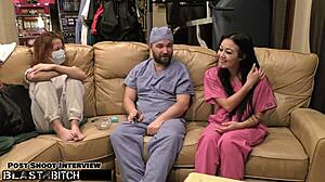 blaire celeste's mouth filled with huge cum load backstage