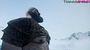 Freya blows Kratos then takes outdoor pussy pounding