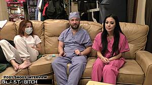 blaire celeste's mouth filled with huge cum load backstage