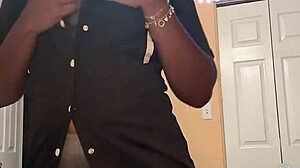 Fingering Ebony Pussy Close-Up Post-Long Day