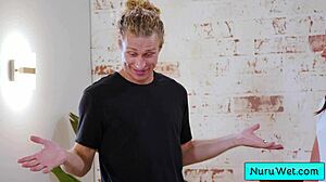 Sophia Burns' wet nuru massage turns into pussy fuck